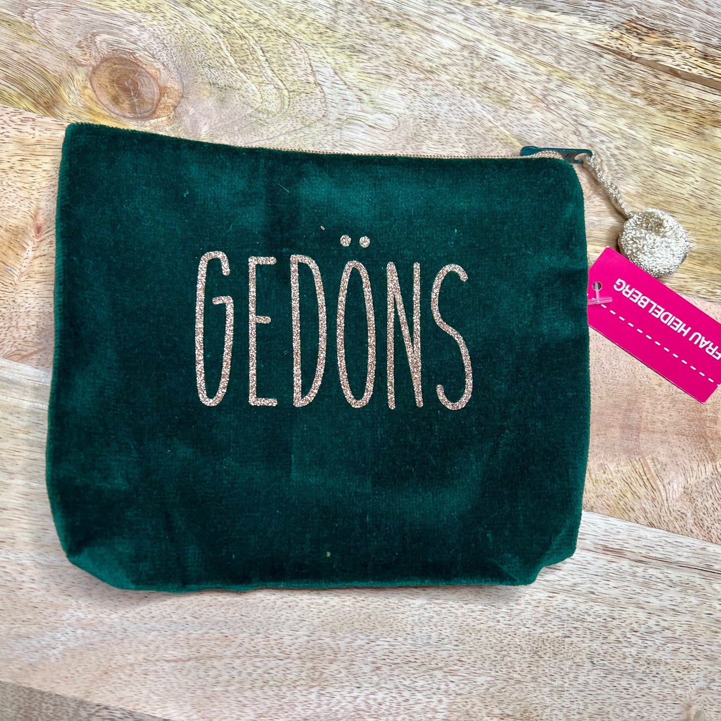 Kosmetiktasche Frau Heidelberg Gedöns groß grün gold