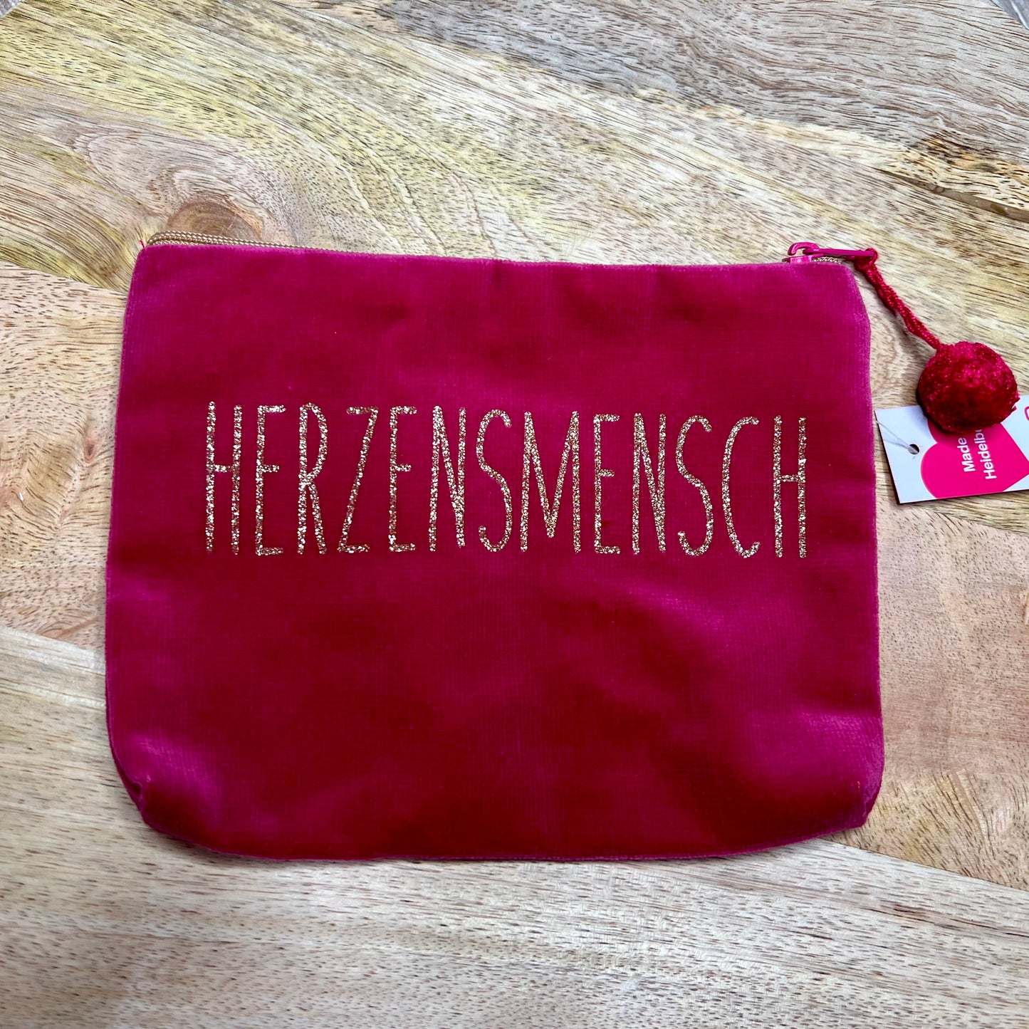 Kosmetiktasche Frau Heidelberg Herzensmensch groß pinkgold