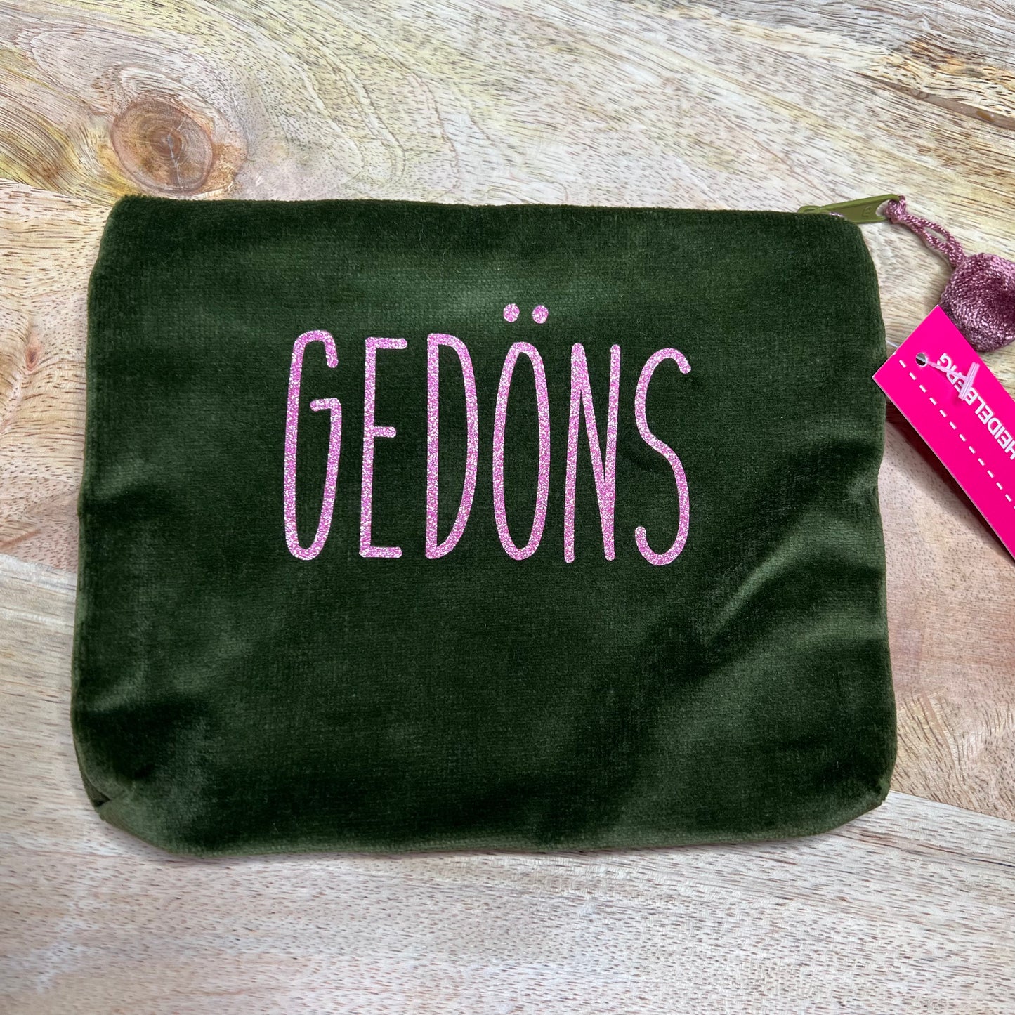 Kosmetiktasche Frau Heidelberg Gedöns groß grün rosa