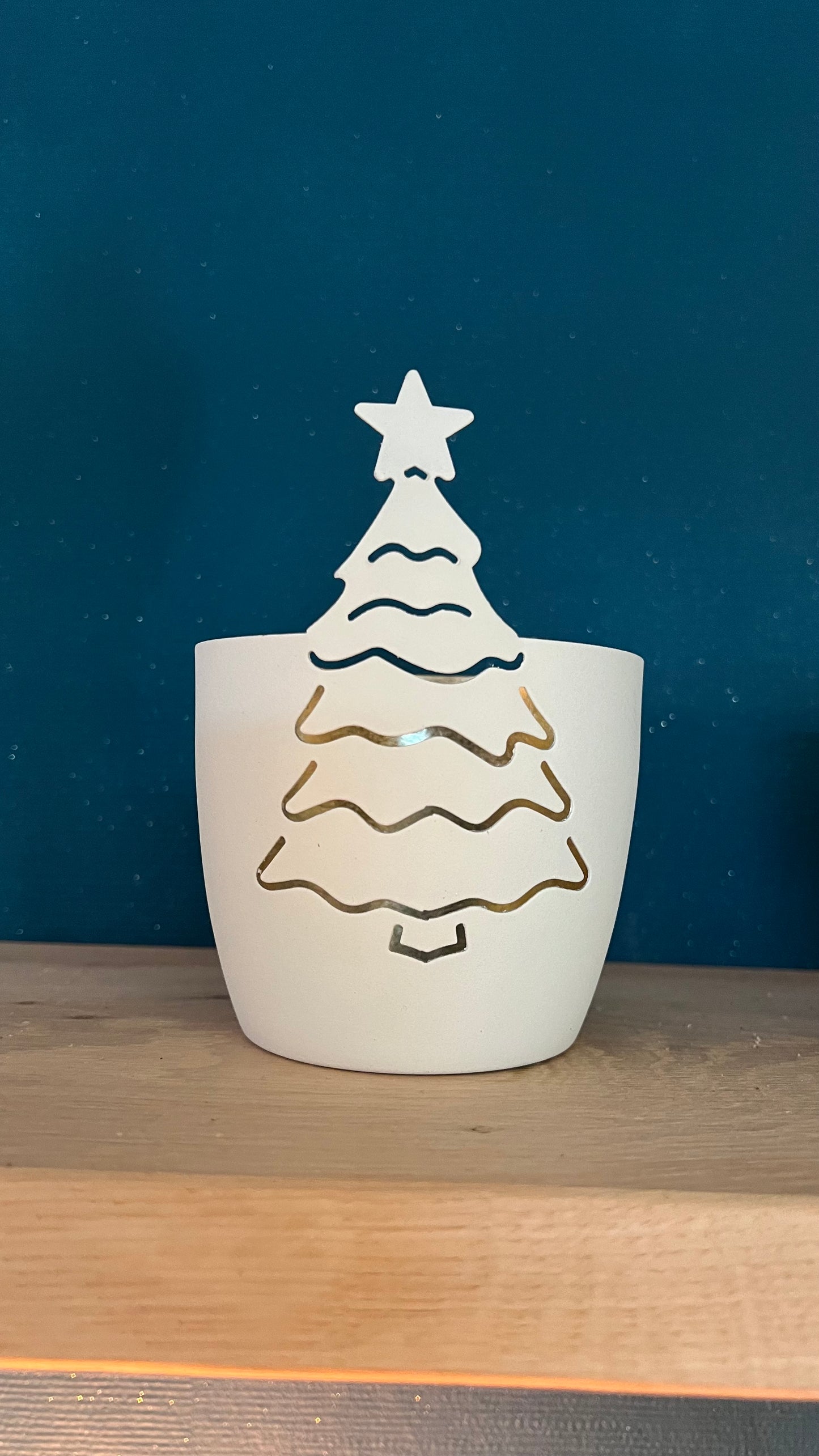 Windlicht weiß Tannenbaum