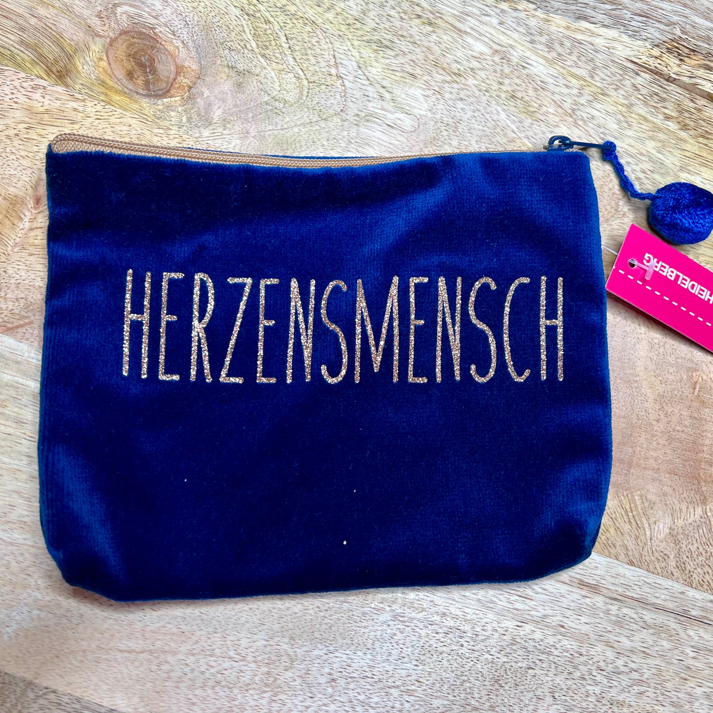 Kosmetiktasche Frau Heidelberg Herzensmensch groß blau gold