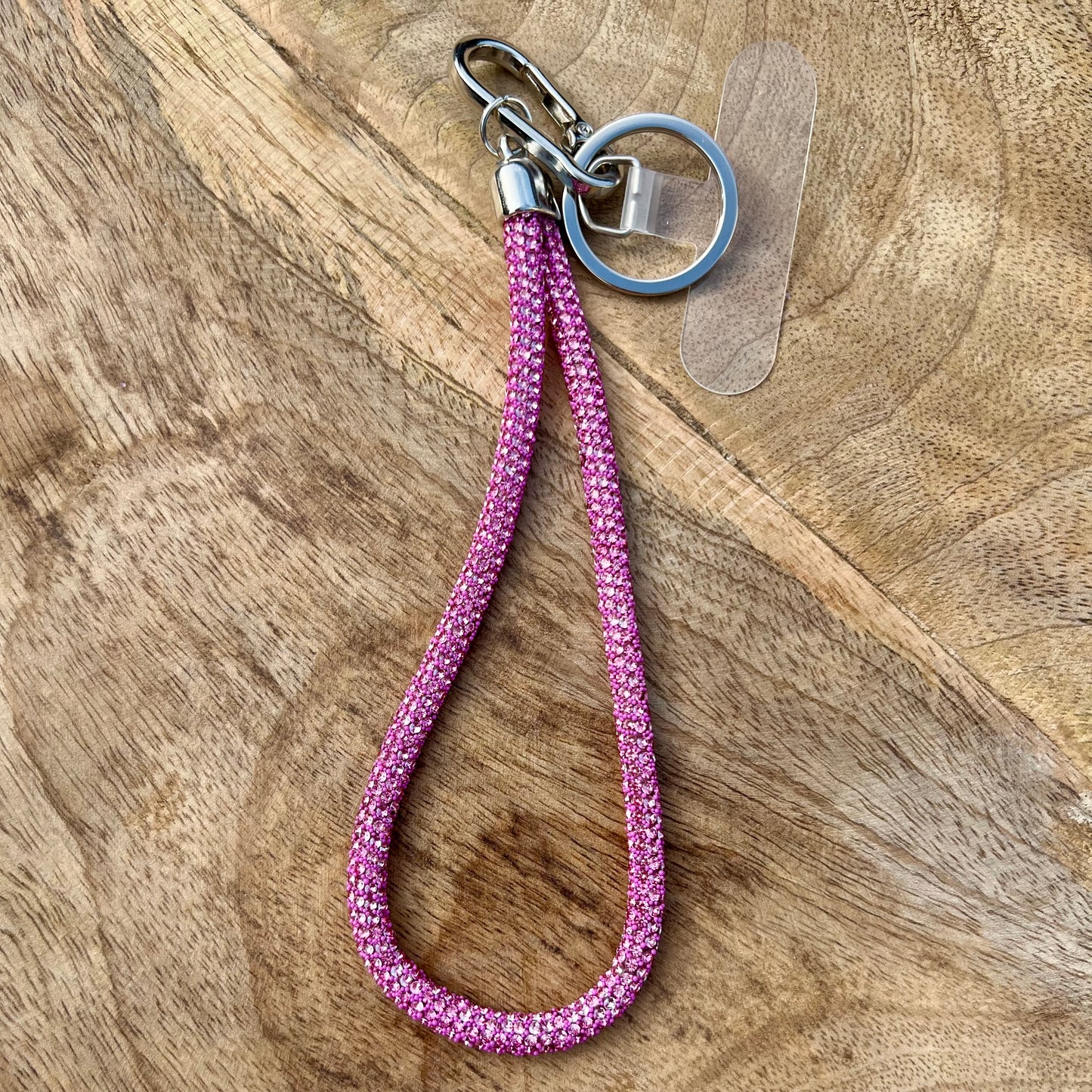 Handykette kurz rosa glitzer