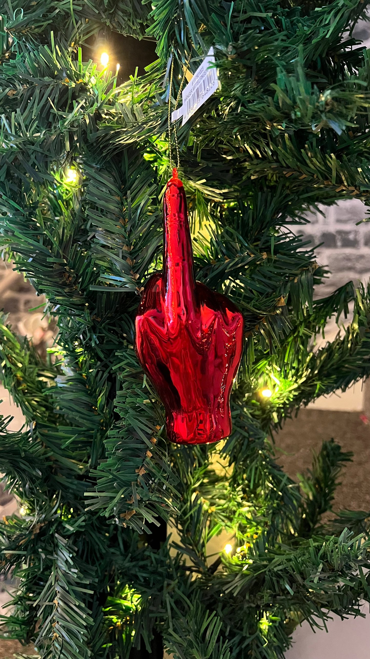 Christbaumschmuck Mittelfinger rot