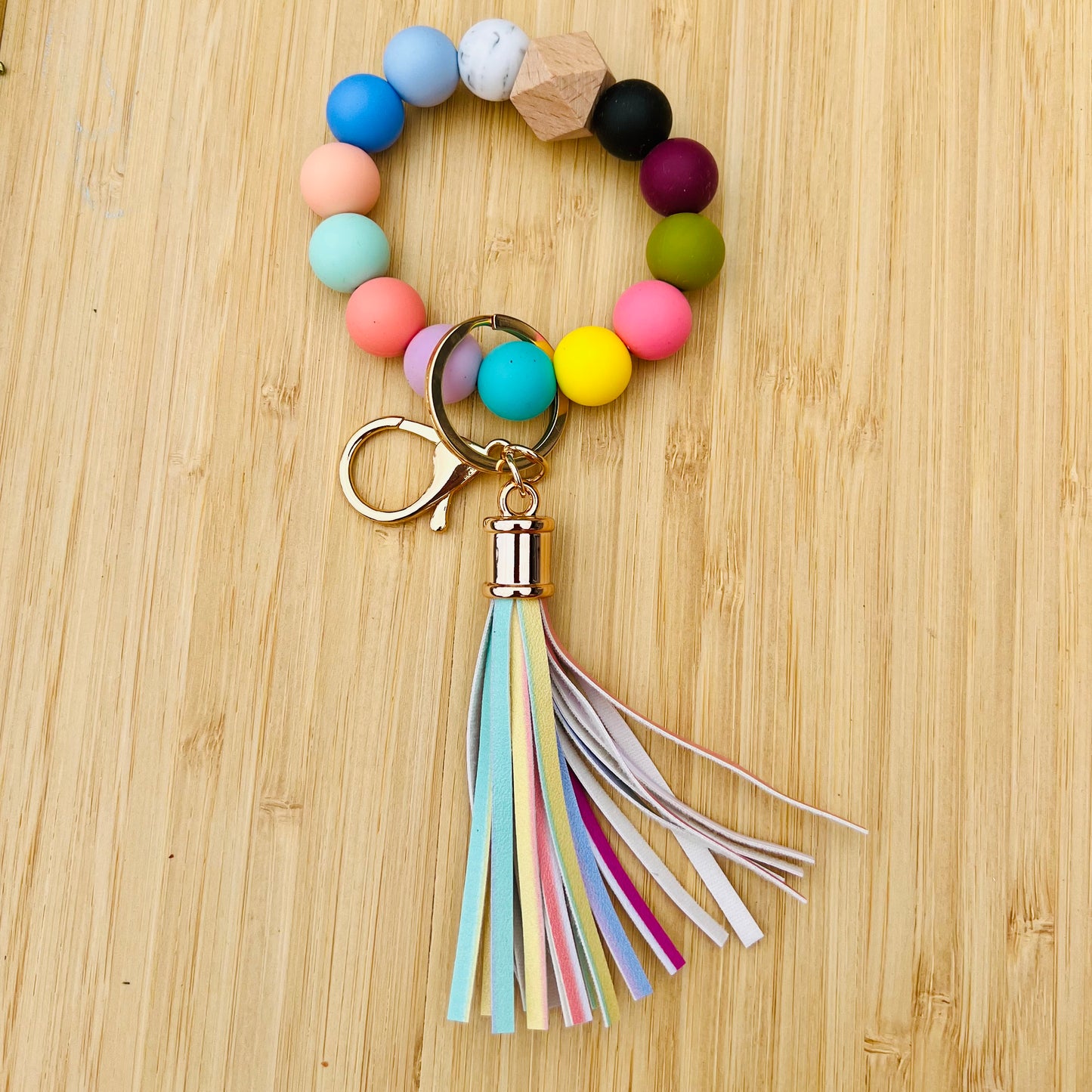 Schlüsselanhänger Armreif Kugeln bunt