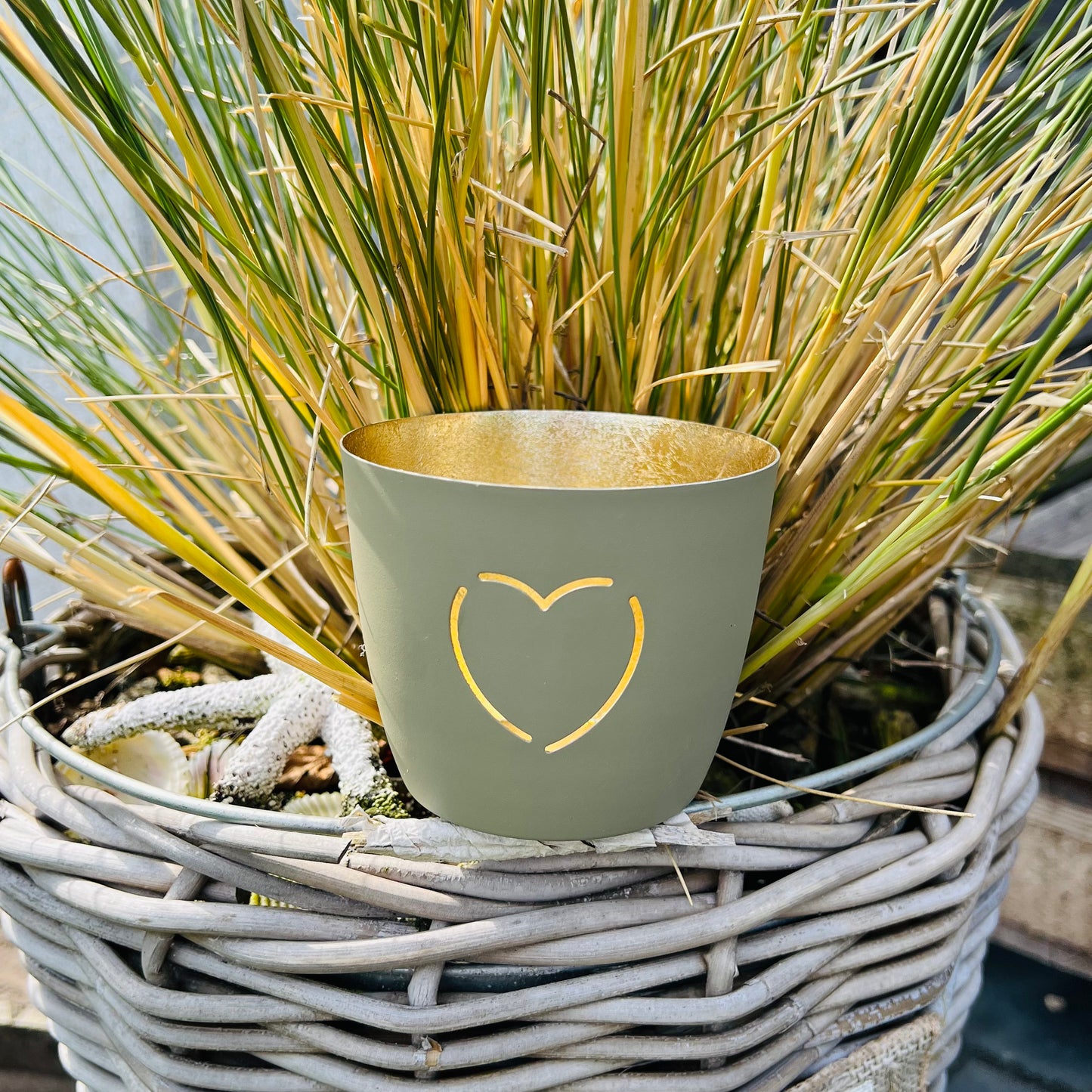 Windlicht Herz sandstone