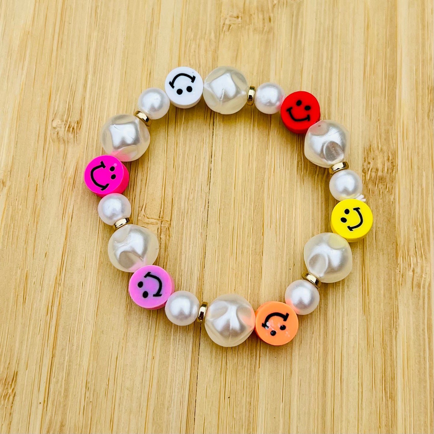 Armband Süßwasserperlen Smileys dehnbar