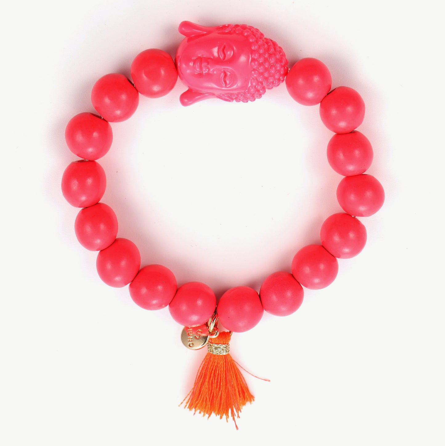 Elastisches Armband mit Buddha-Kopf und Quasten-Anhänger