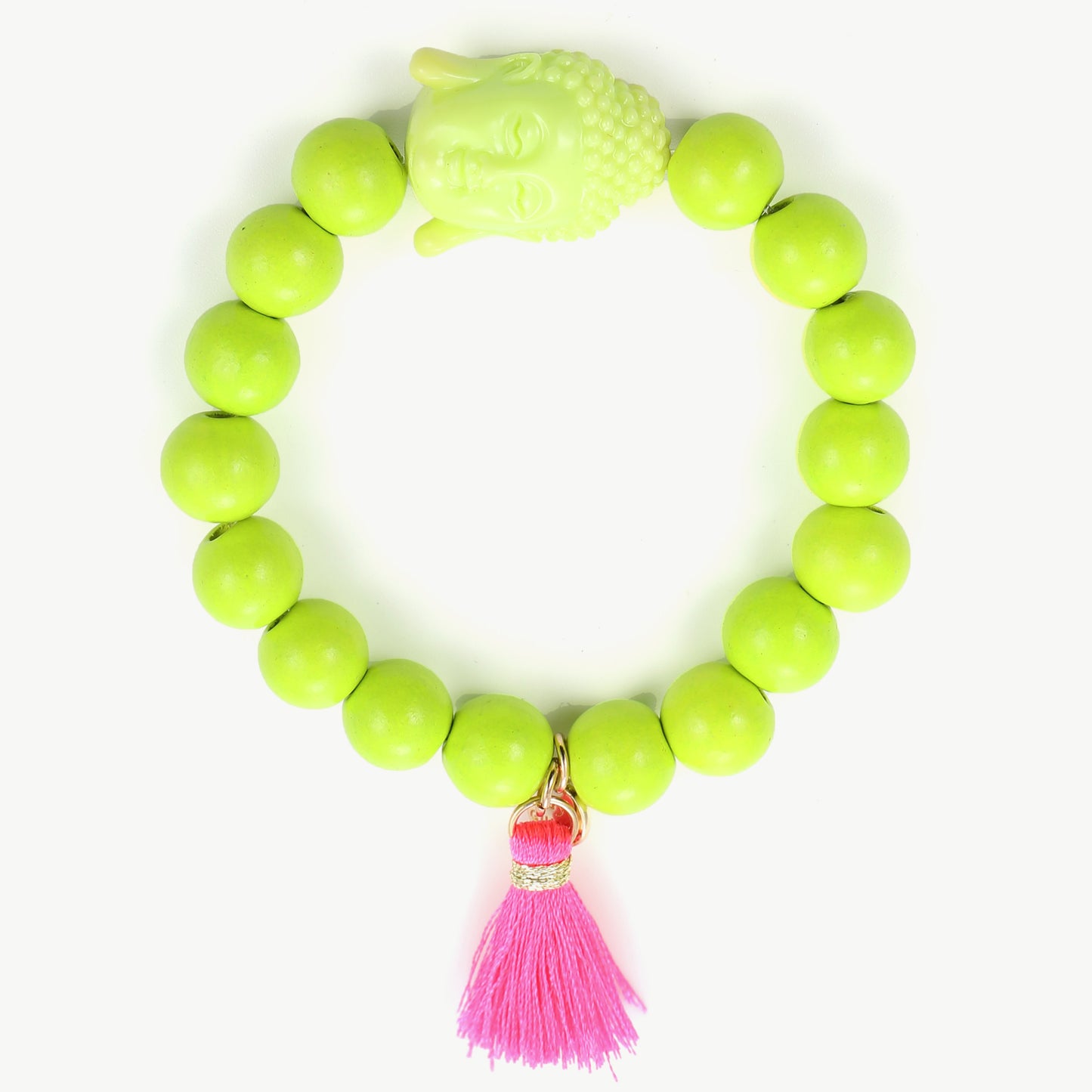 Elastisches Armband mit Buddha-Kopf und Quasten-Anhänger