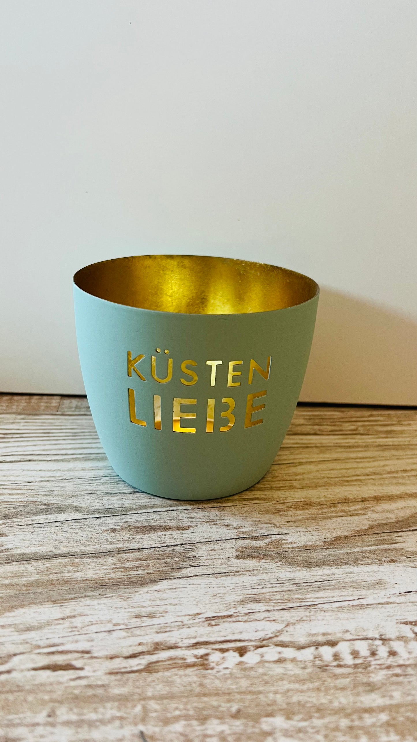 Windlicht Küstenliebe eisblau