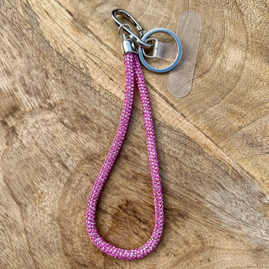 Handykette kurz rosa glitzer